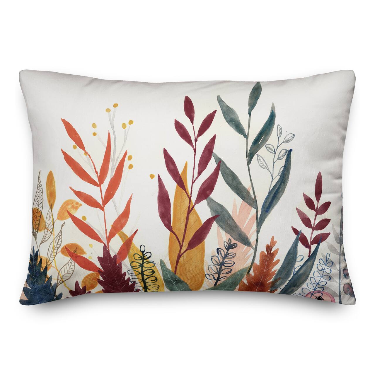 Watercolor Leaves 14&#x22; x 20&#x22; Throw Pillow
